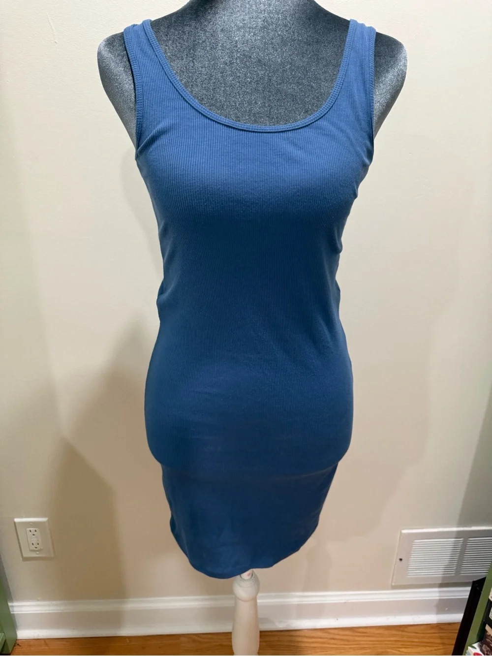 Double Zero Blue Ribbed Tank Dress - Picture 3 of 13
